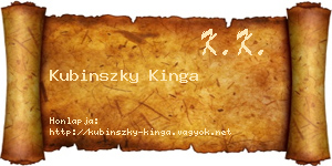 Kubinszky Kinga névjegykártya